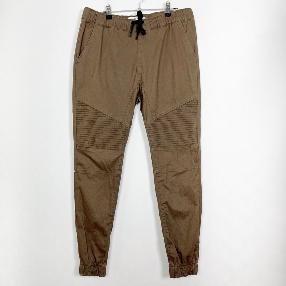 Urban Heritage Men’s Brown Cotton Joggers Pants with Tapered Fit Size Medium